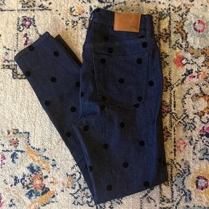 J Crew Jeans with velvet polka dots